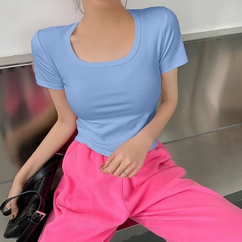 여성 여름 순면 반팔 티셔츠
