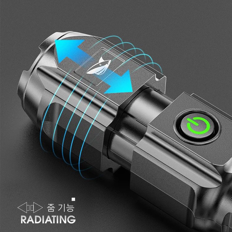 줌 LED 더블 라이트 휴대용 강광 손전등