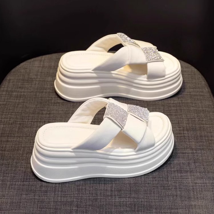 통굽 큐빅 슬리퍼