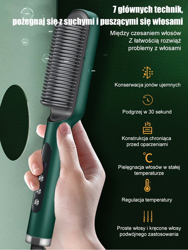Niemiecki grzebień do prostowania i kręcenia włosów z jonami ujemnymi