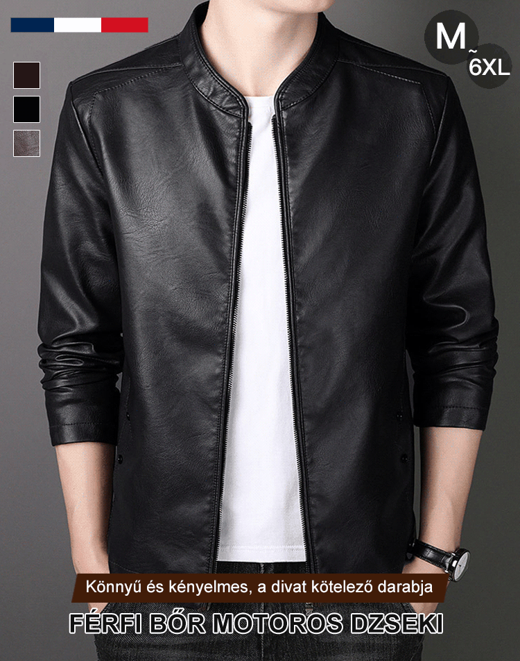 Férfi bőr biker dzseki