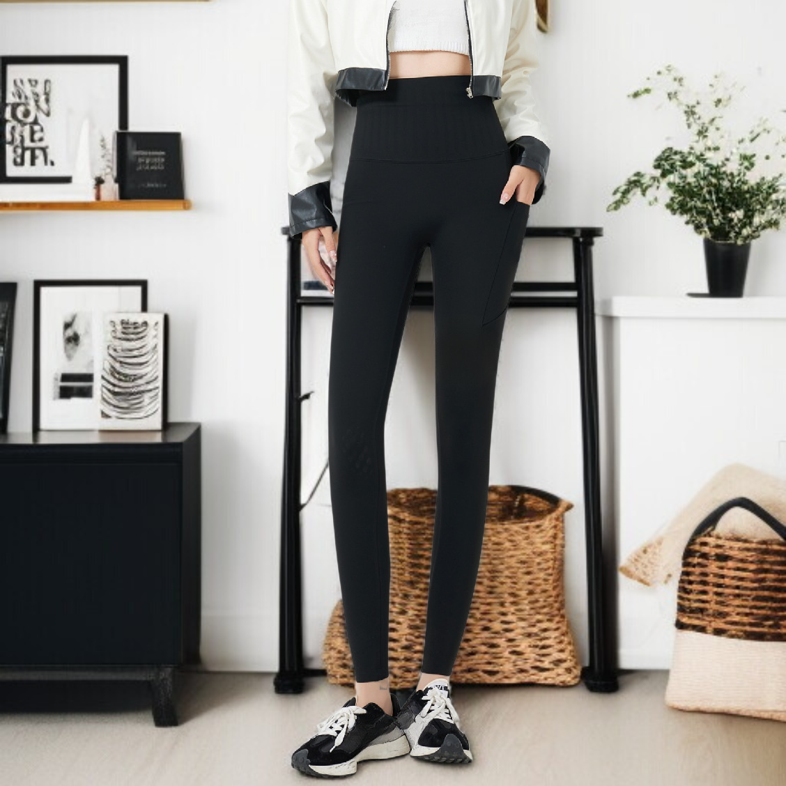 パッド入りヨガパンツの着用イメージ