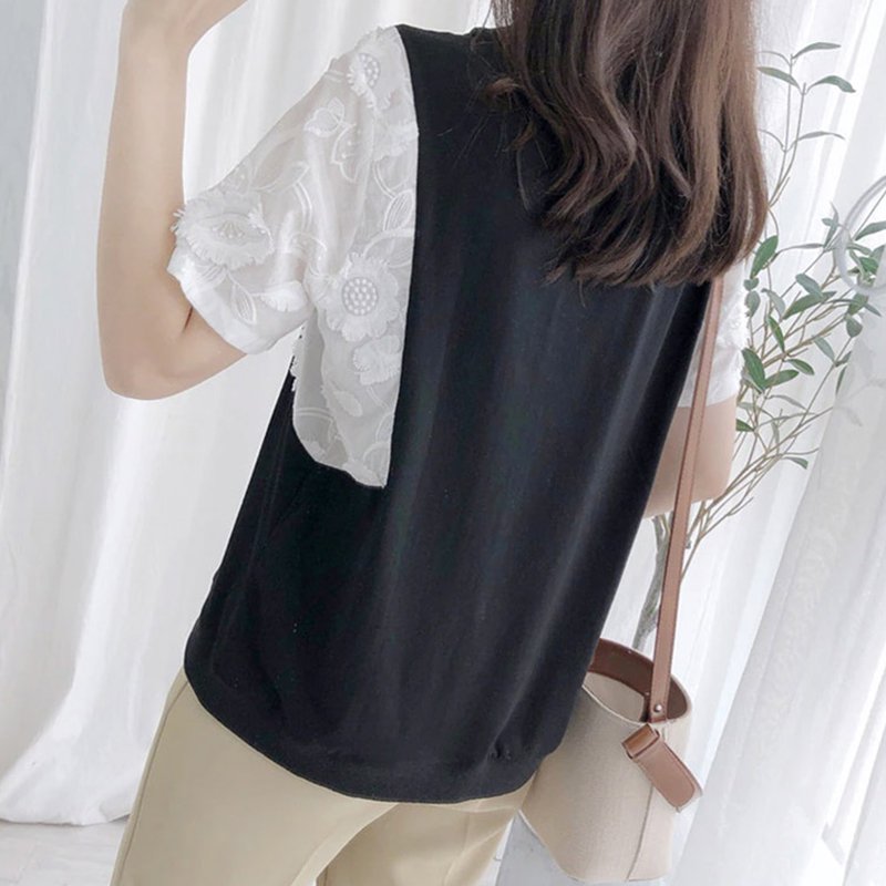 レース袖付きTシャツ