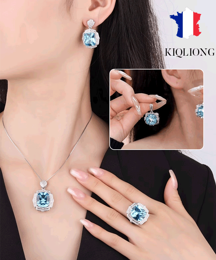  مجموعة المجوهرات الفاخرة الراقية المرصعة بالتوباز المكونة من 3 قطع