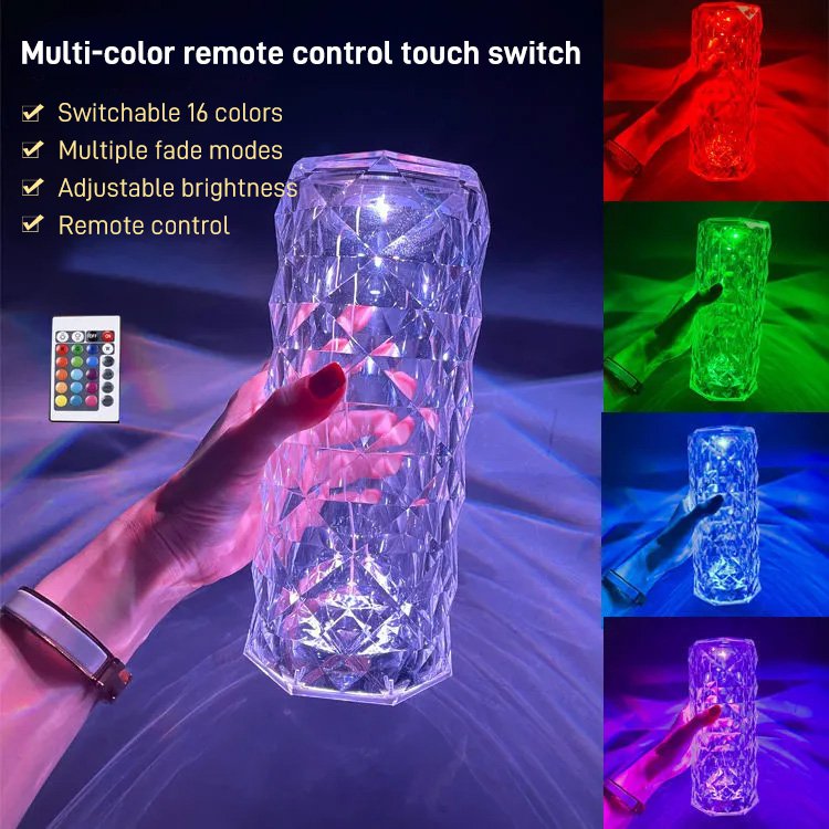 Romantic rose crystal diamond table lamp