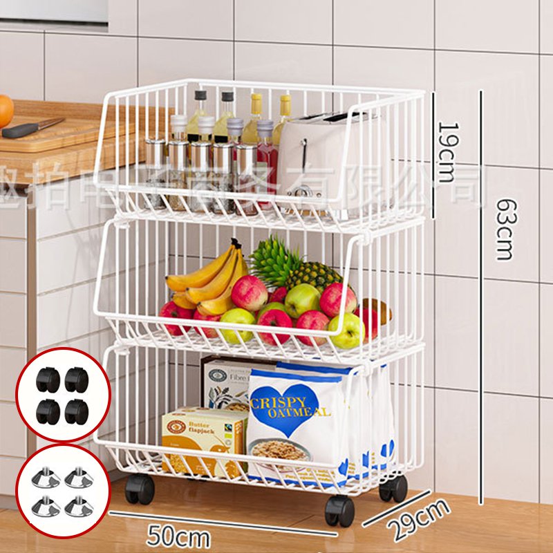 ホワイト（3段・50cm）キャスター付き