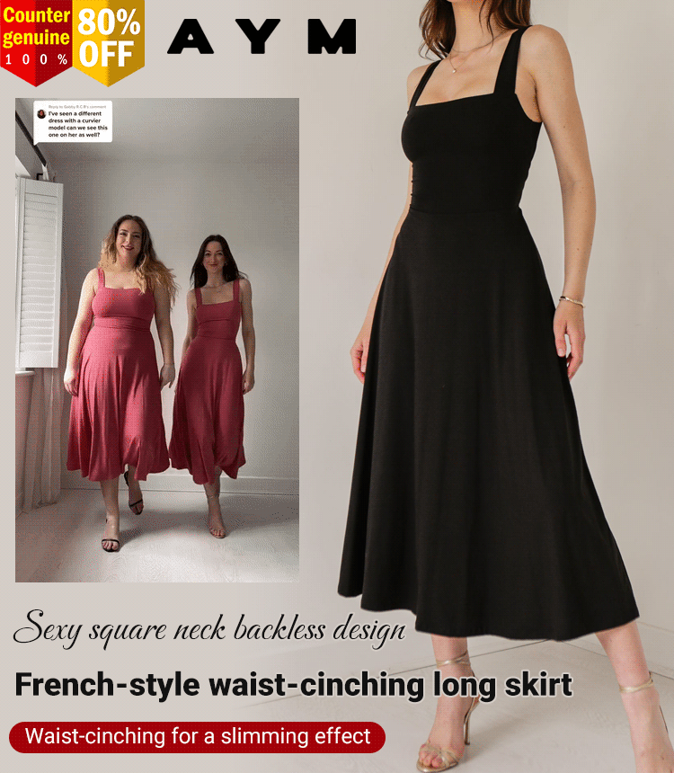 French-style cinched waist long dress