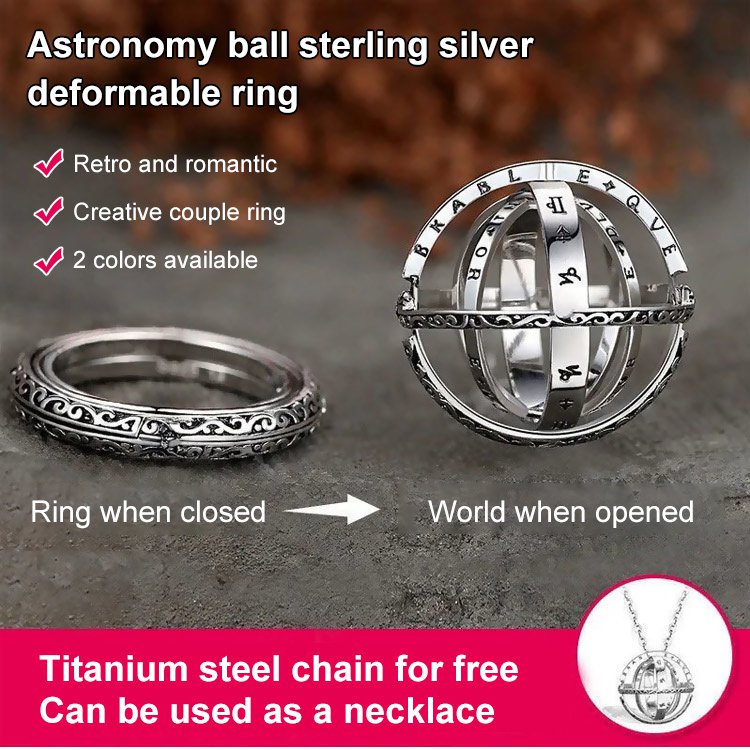 Astronomy ball sterling silver deformable ring