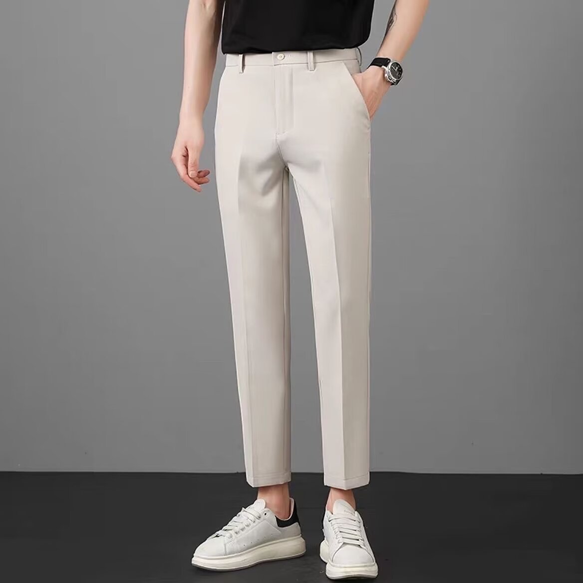 넌 아이언 및 링클프리 9부 정장 바지