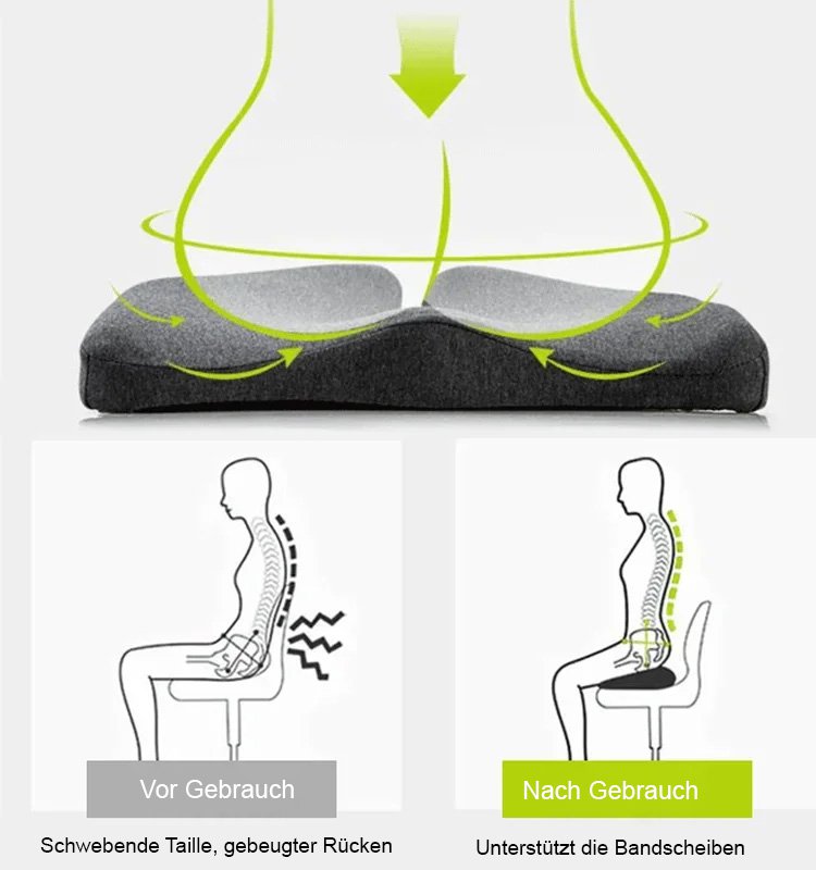 Atmungsaktives, druckentlastendes Sitzkissen für Lendenwirbel und Steißbein