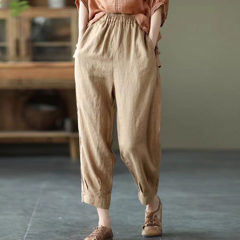 레트로 허리밴딩 캐주얼 팬츠