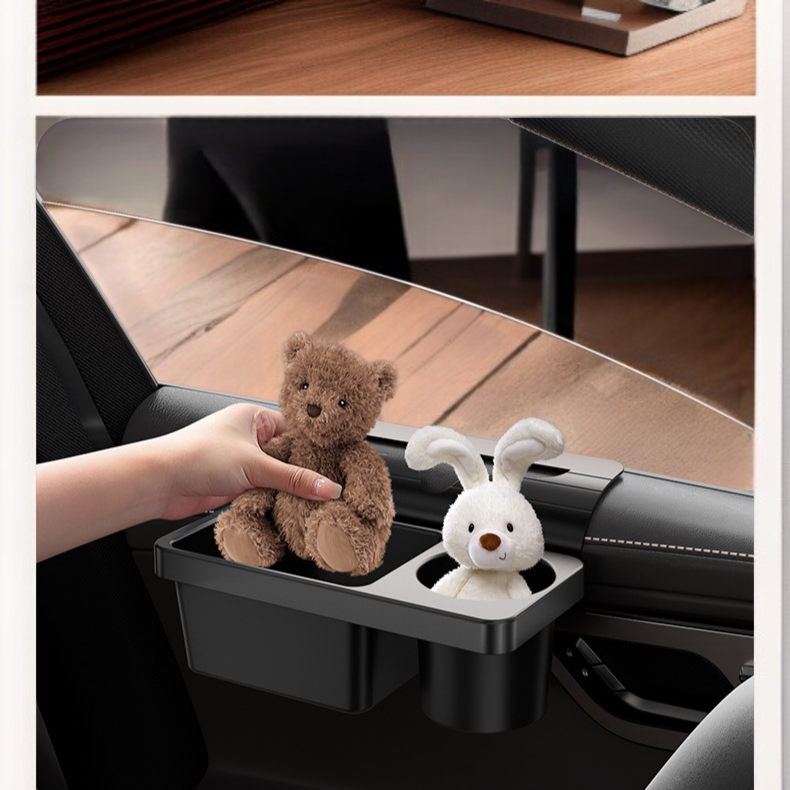 휴대폰과 물컵을 함께 수납한 차량용 멀티 수납함