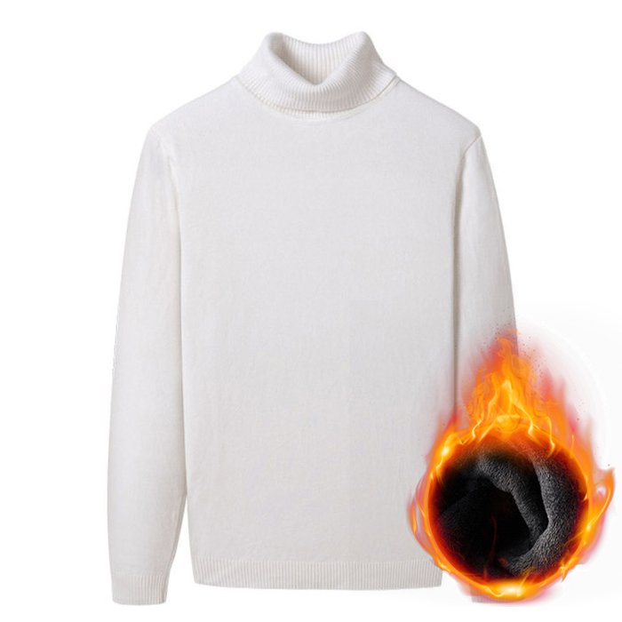 남성 무지 목폴라 니트