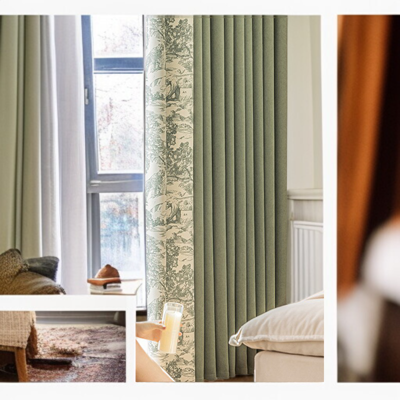 厚地フルブラックアウト抹茶グリーンカーテン設置例