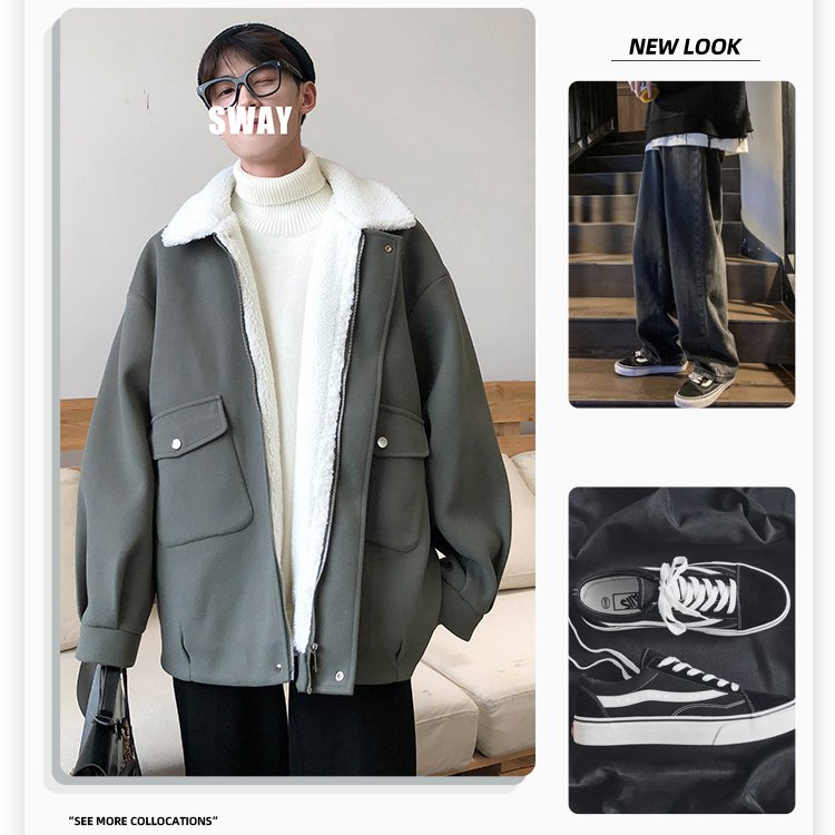 ラムズウール厚手の保温性ジャケット　メンズ