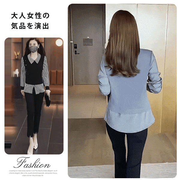 レディースフェイクレイヤードカットソー