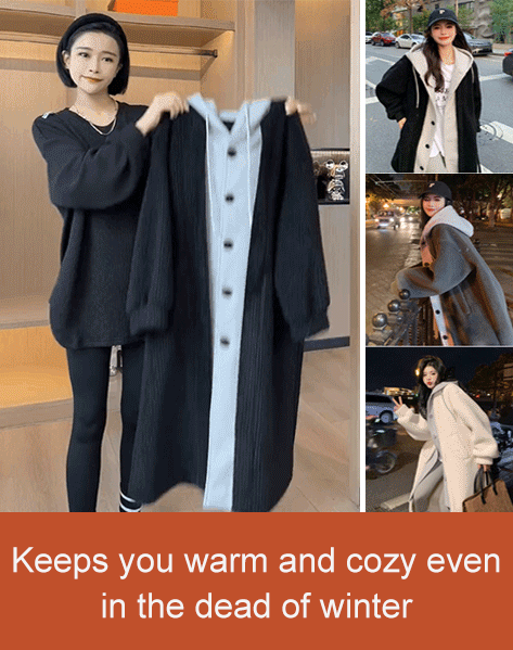 Fake Two Piece Lamb Flannel Hooded Jacket