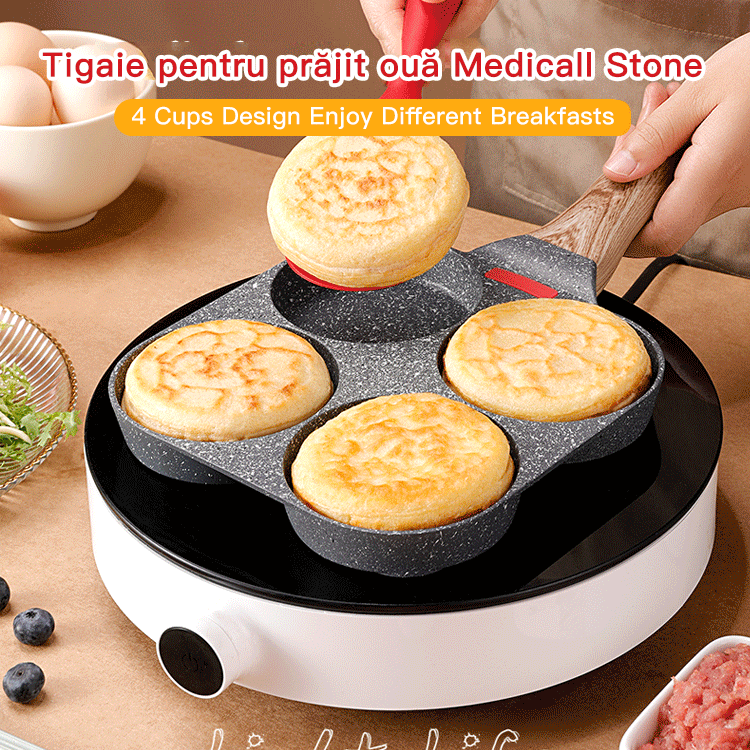 Tigaie antiaderentă Medical Stone 4-cup Frying Pan