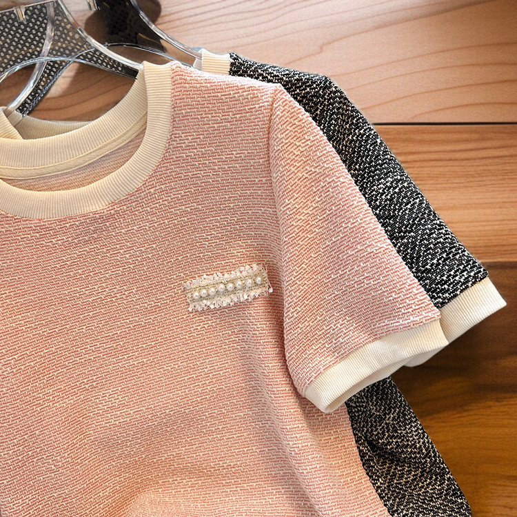 アイスシルク半袖レディースピンクTシャツ正面