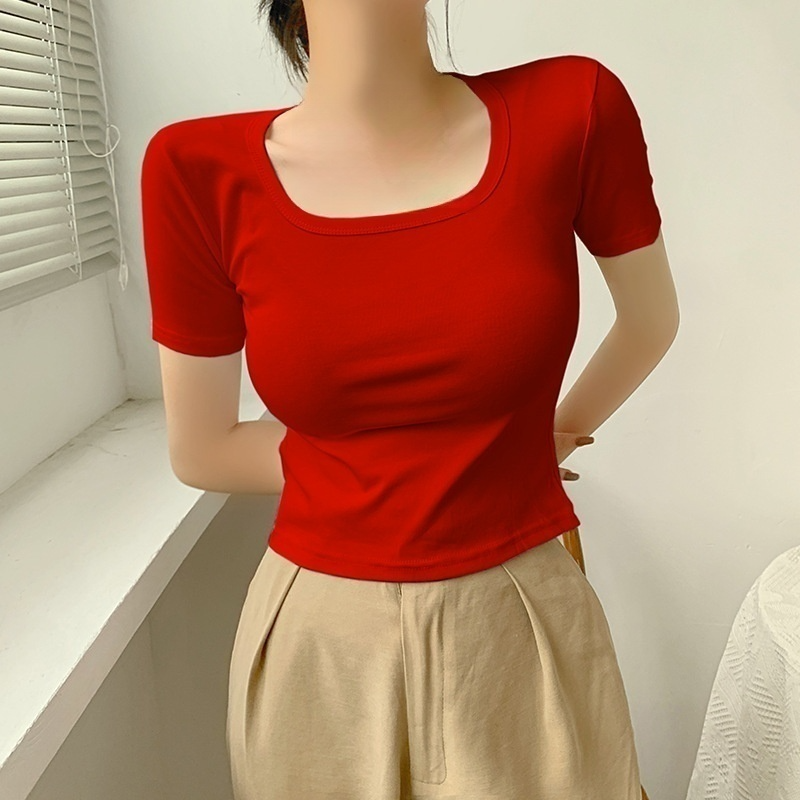 여성 여름 순면 반팔 티셔츠