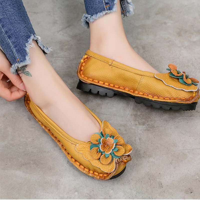 【花飾りパンプス】柔らか・防滑・耐磨耗・疲れにくい・丁寧な縫製