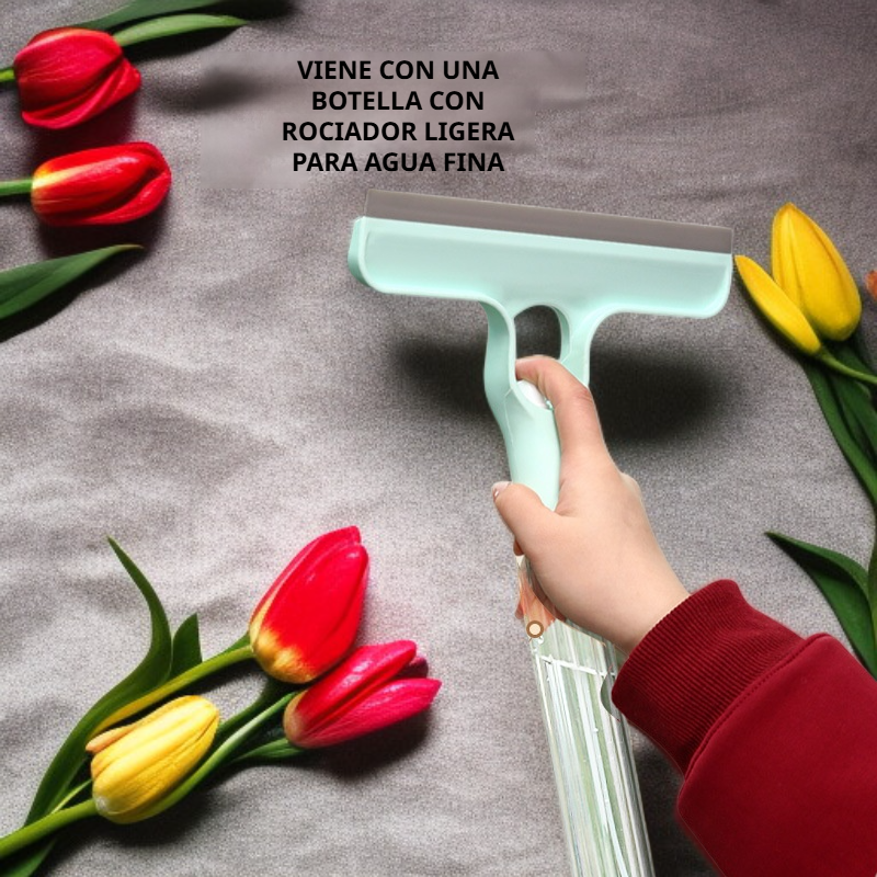 Accesorio de limpieza con rociador de agua para ventanas