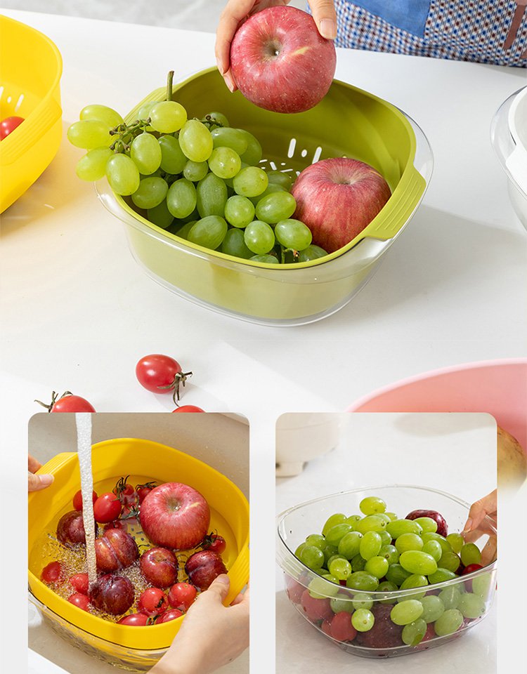 【1000回落下しても壊れない】多機能二重構造水切りカゴ