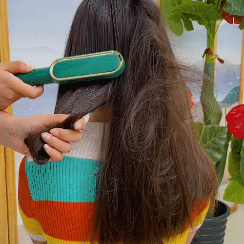 【ヘアアイロンブラシ】ストレート＆カール両用、スタイリング自由自在、30秒で急速加熱、たった２分で滑らかでツヤのある髪へ導く！