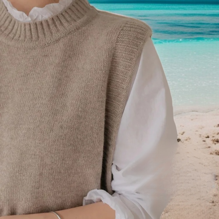 여아 민소매 니트 조끼 디테일 확대