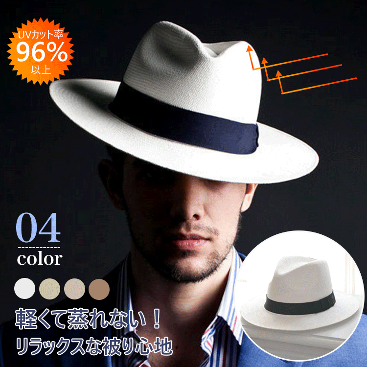 夏用ツバ広日除けパナマハット
