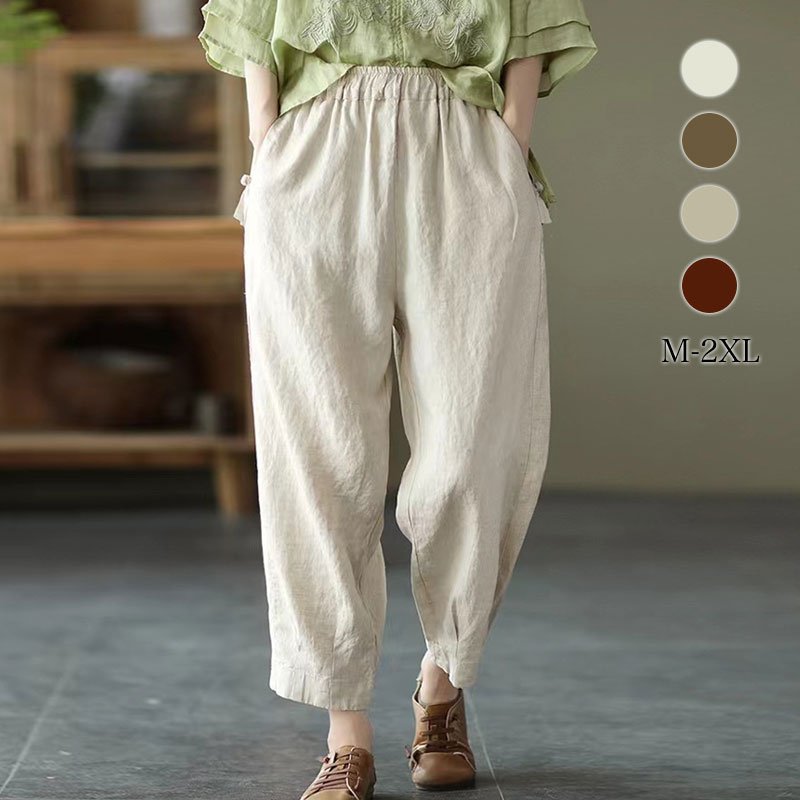 레트로 허리밴딩 캐주얼 팬츠