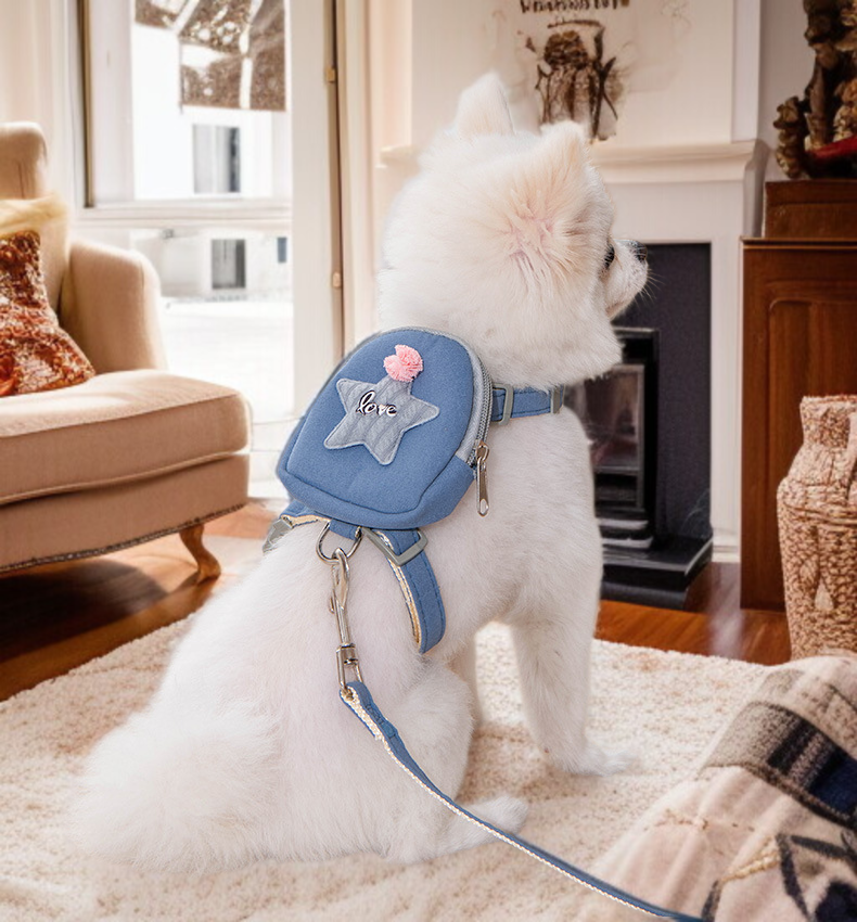 ペット・ドッグ・ウォーキング・バックパック 調節可能なI字型チェストストラップ 犬の散歩用リード キャットドッグチェーン ペット用品セット