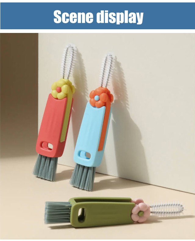 Household cleaning accessory flower bottle brush in use