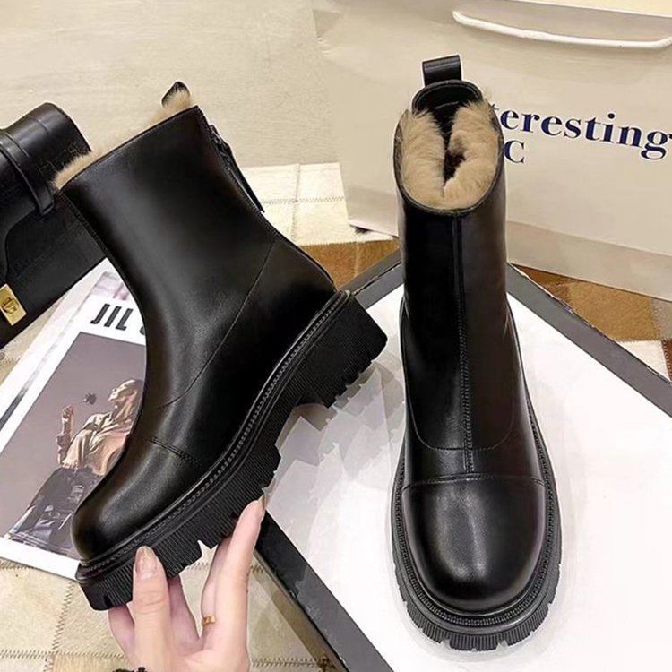 肉厚裏起毛レディースショートブーツ