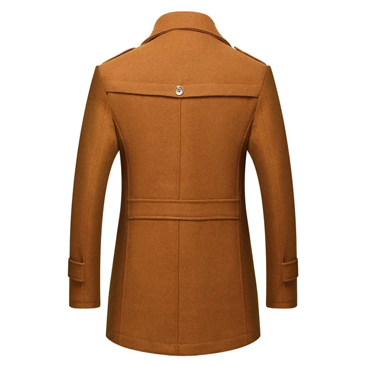 남성 머플러 미디 롱 모직 코트