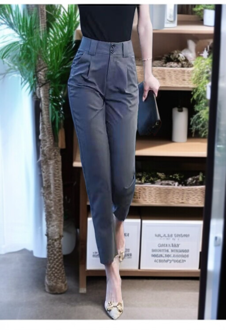 정장바지 여성 스타일 작은 발 스모크 팬츠 정장바지 9부 캐주얼 바지 일자 와이드 팬츠