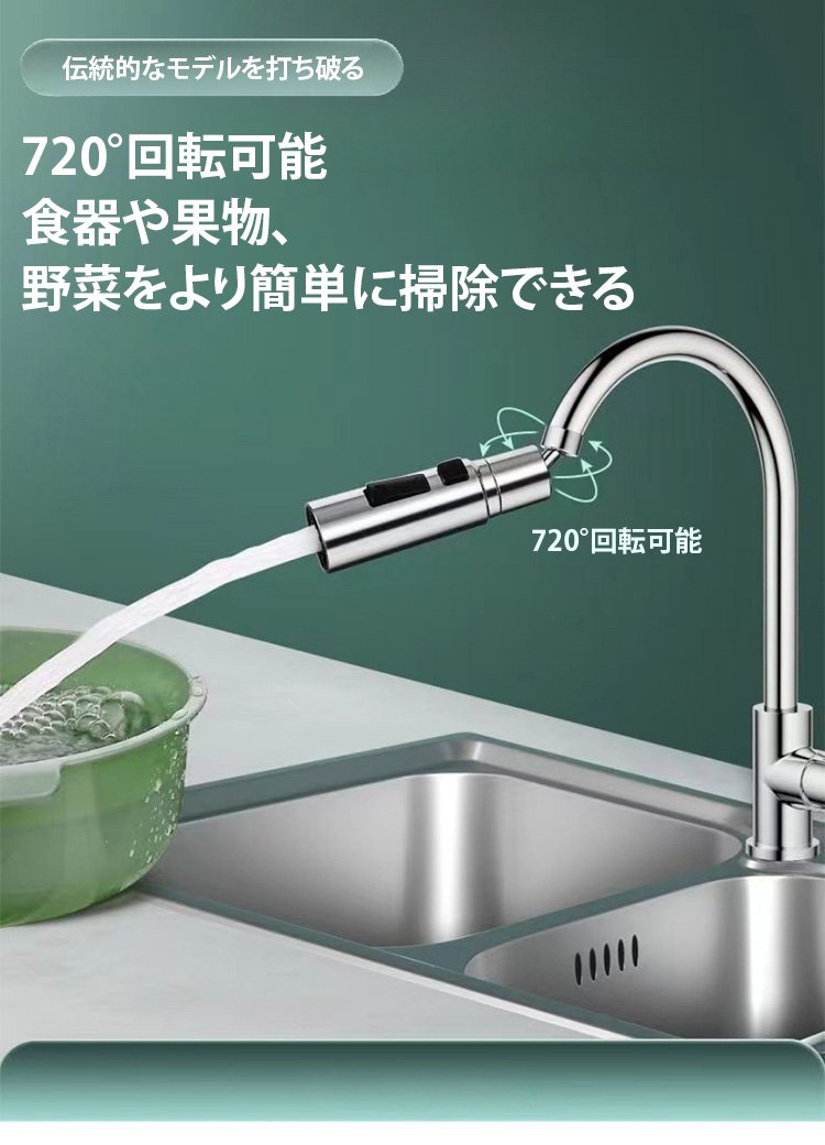 蛇口に簡単装着できるシャワーヘッド