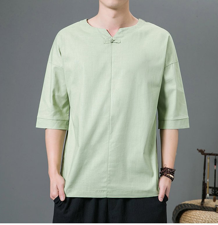 JL-綿麻シャツ シンプルカジュアル