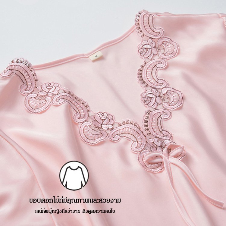 ชุดเดรสนอนผ้าไหม