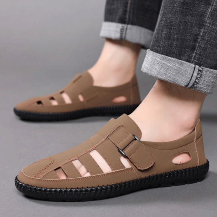 가죽 컷아웃 남성용 샌들