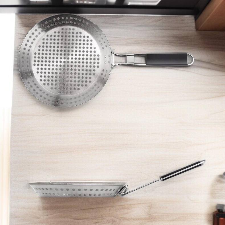 나무 손잡이로 안전한 바베큐 불판