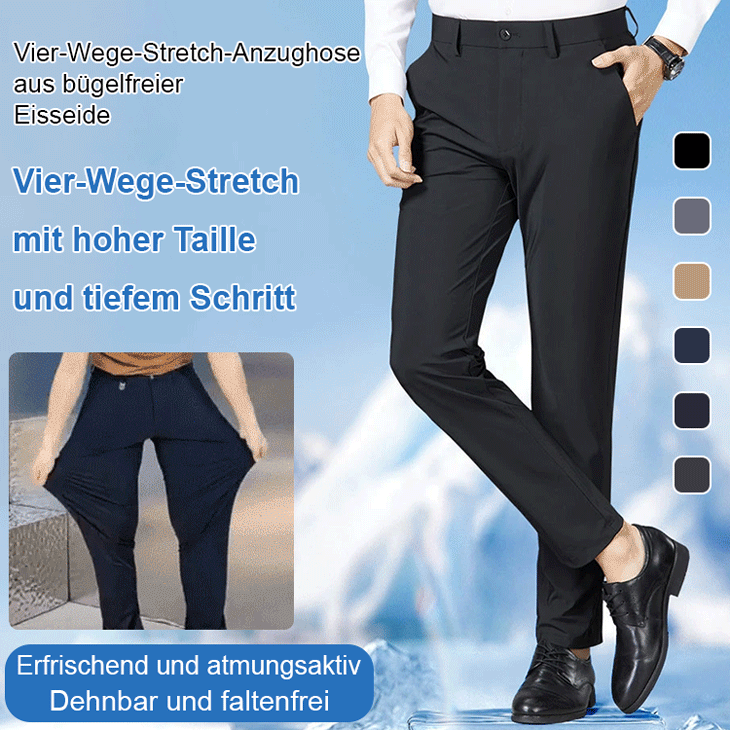 Bügelfreie Anzughose aus Vier-Wege-Stretch-Eisseide