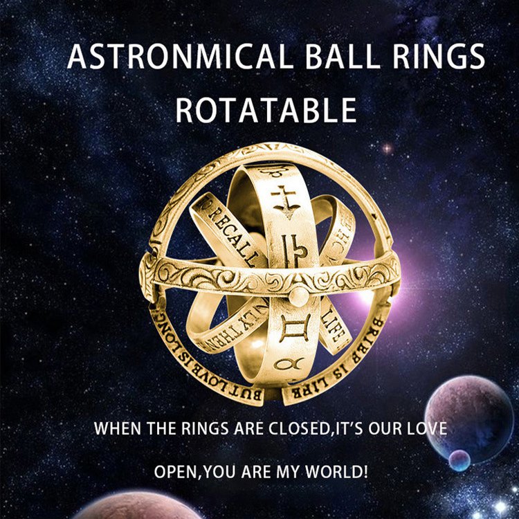 Astronomy ball sterling silver deformable ring
